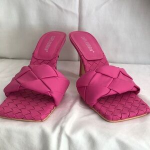 Brand new Pink Square Toe Mules - size 8